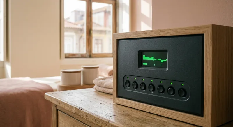 Um visor LCD verde num aparelho de tratamento